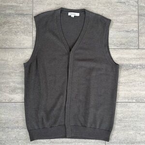 Calvin‎ Klein Gray Sleeveless Cardigan V-neck Button Up Vest Cardigan Large